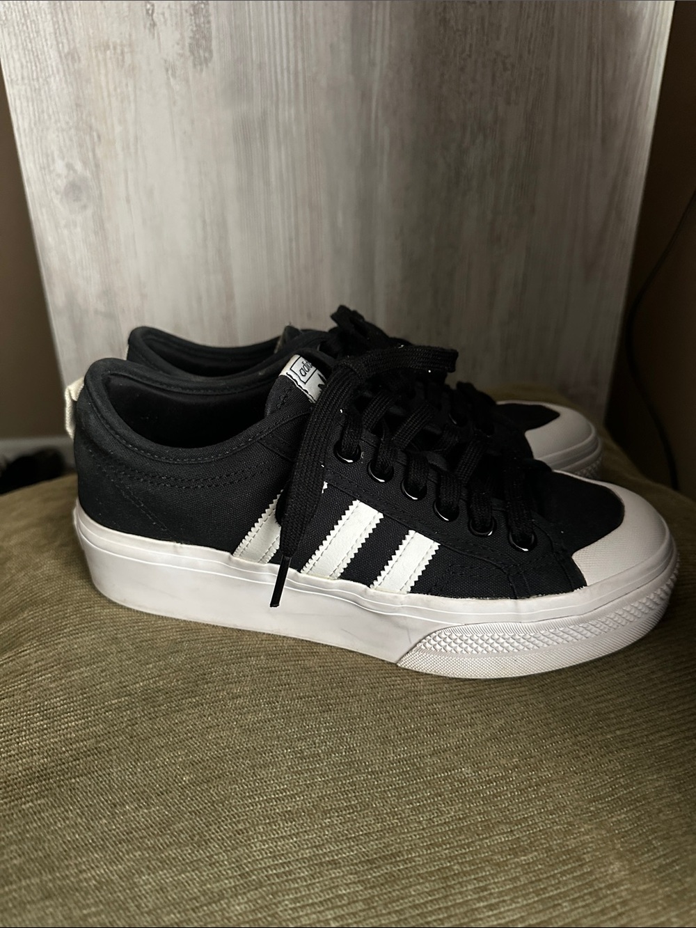 adidas Black and White Low-Top Canvas Sneakers